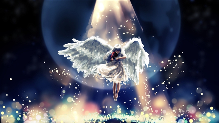 Angel playing violin with wings in 4K