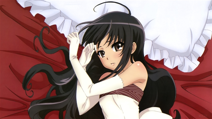 Shana from Shakugan no Shana lying on a pillow