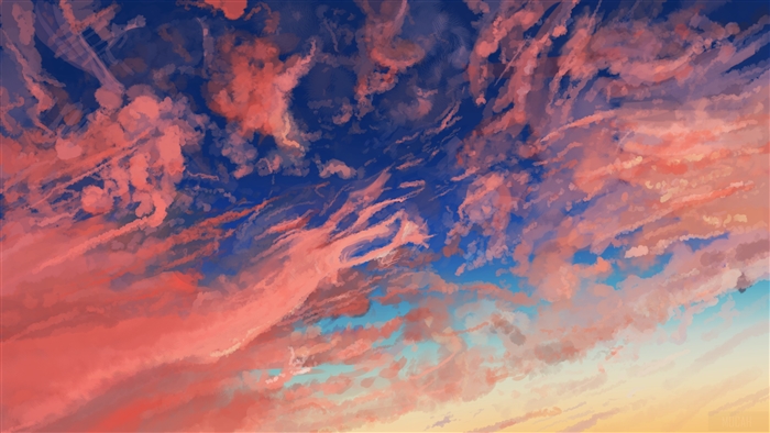 Anime Sky with Pink and Blue Clouds 4K