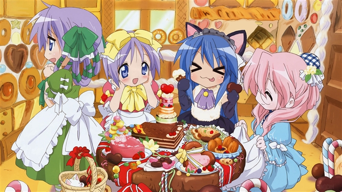 Lucky Star girls with candy 4K