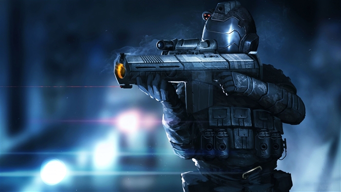 Sci-Fi Soldier with Rifle 4K