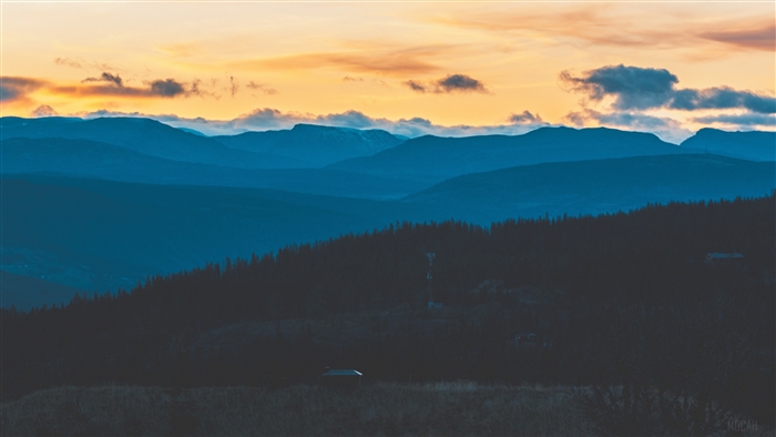 Mountains at sunset with clouds 4K