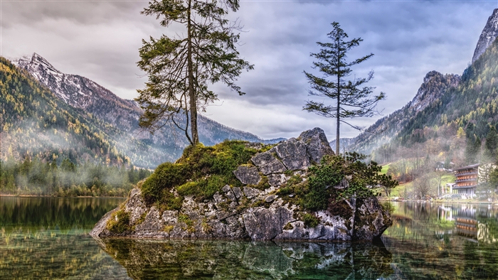 Hintersee Lake and Mountains in Ramsau bei Berchtesgaden 4K