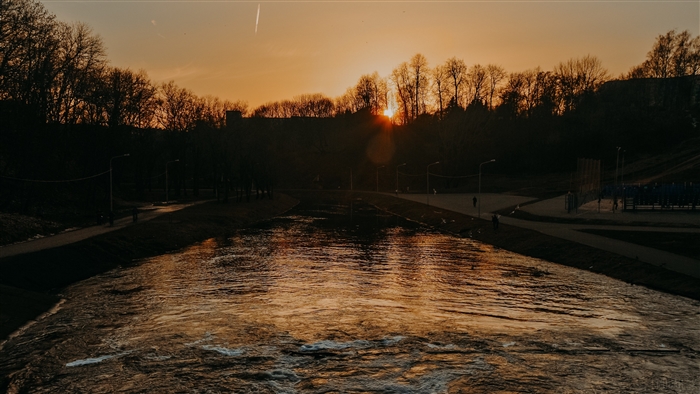 River at sunset with waves and foam 4K