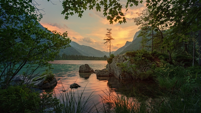 Serene Mountain River at Sunset 4K