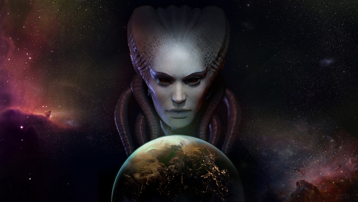 Alien over Earth in space 4K