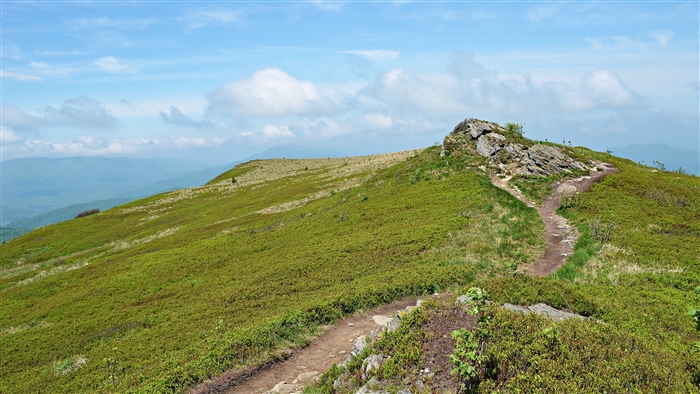 Mountain landscape with hiking trail and rocks in Poland 4K