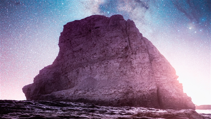 Rock formation under starry sky in Davenport, United States 4K