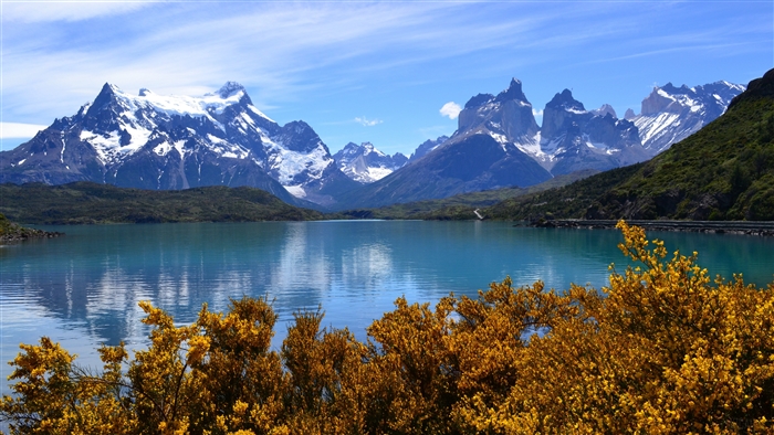 Lake and Snow-Capped Mountains in Patagonia 4K