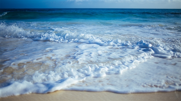 Ocean waves crashing on a sandy beach in 4K