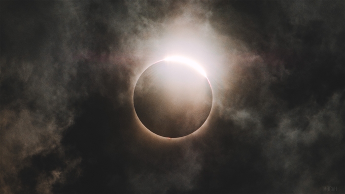 Solar eclipse with clouds 4K