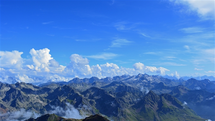 Panorama of the Pyrenees mountains in France, 4K