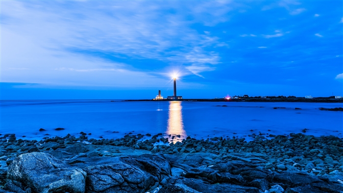 Gatteville Lighthouse by the Sea at Evening 4K
