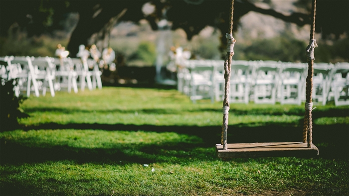 Swing in front of wedding chairs