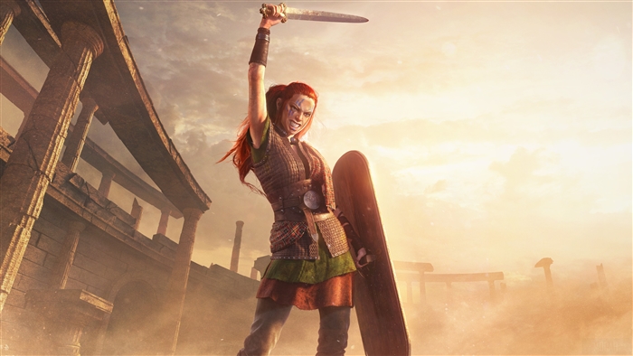 Warrior woman with sword and shield in Total War Arena 4K
