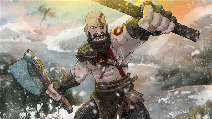 Kratos from God of War Fan Art 4K