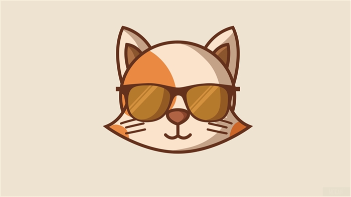 Minimalist Cat Wearing Sunglasses 4K