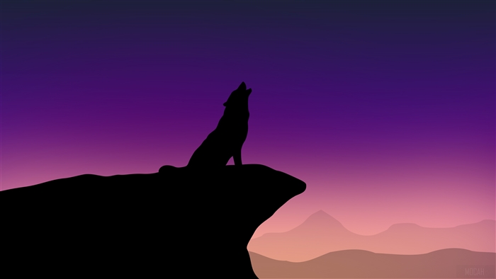 Minimalist Silhouette of a Wolf Howling at Dusk 4K
