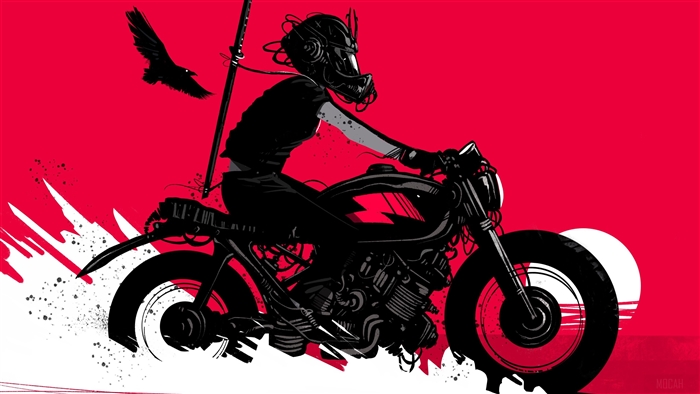 Retro Rider on a Motorcycle at Sunset 4K