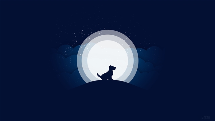 Dog howling at the moon abstract illustration