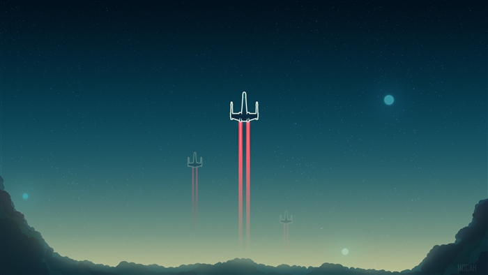 X-Wing Ships Launching into Starry Sky 4K
