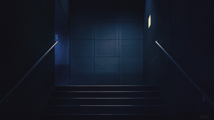 Dark Stairway with Minimalist Lighting 4K