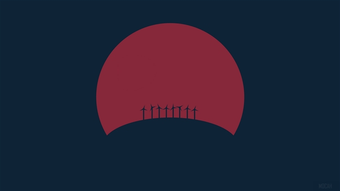 Windmills on a hill at sunset abstract 4K