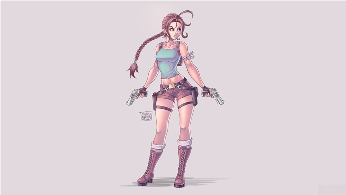 Lara Croft Dynamic Stance Artwork 4K