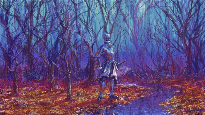 Knight in Armor in a Dark Forest 4K