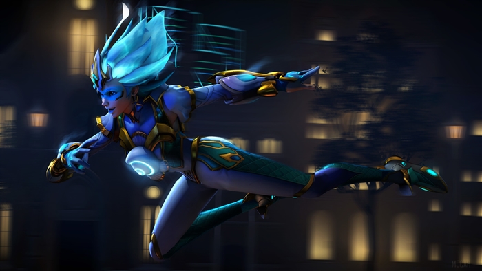 Tracer from Overwatch in Super Saiyan Blue 4K