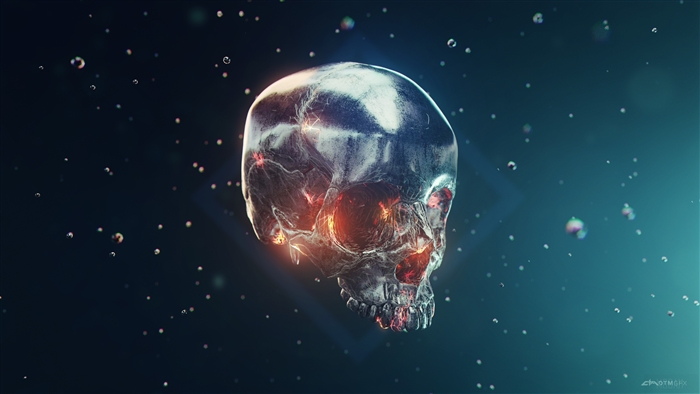 Metallic Skull with Glowing Interior 4K