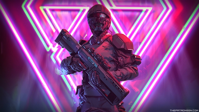 Soldier with Neon Weapon 4K