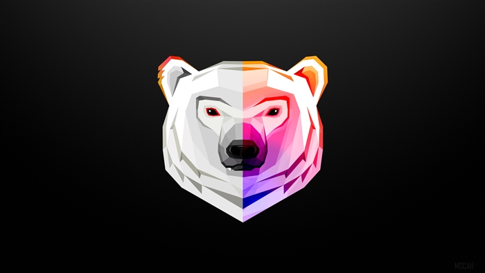 Geometric Polar Bear Head Artwork 4K