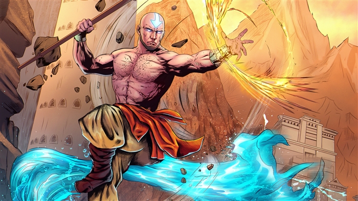 Aang from Avatar using water and firebending