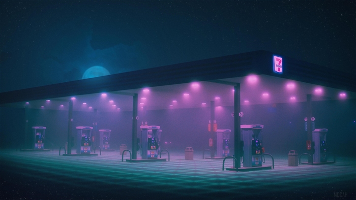 7-Eleven Gas Station at Night