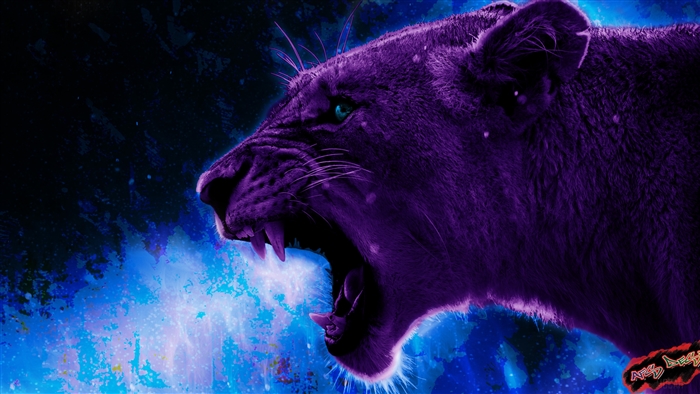 Purple Lion Roaring 4K