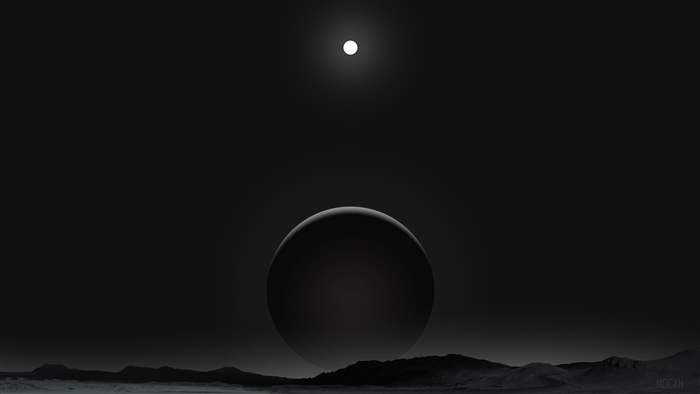 Dark Planet and Moon in Space 4K