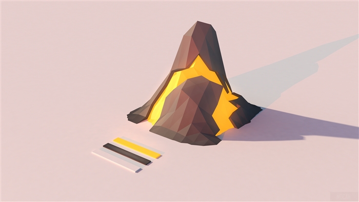 Lowpoly Volcano with Lava 4K