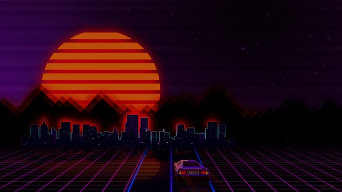 Retrowave City Artistic Car