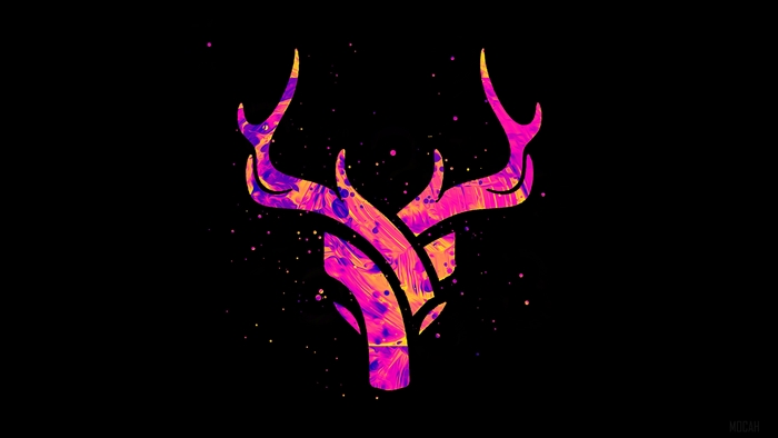Abstract Deer Head with Splatter Paint
