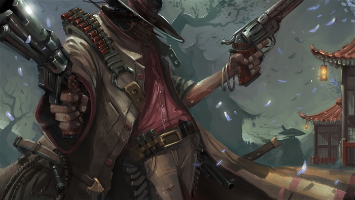 Warrior with guns in 4K