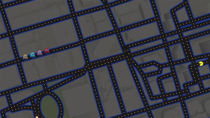 Pac-Man and Ghosts on Google Maps 4K
