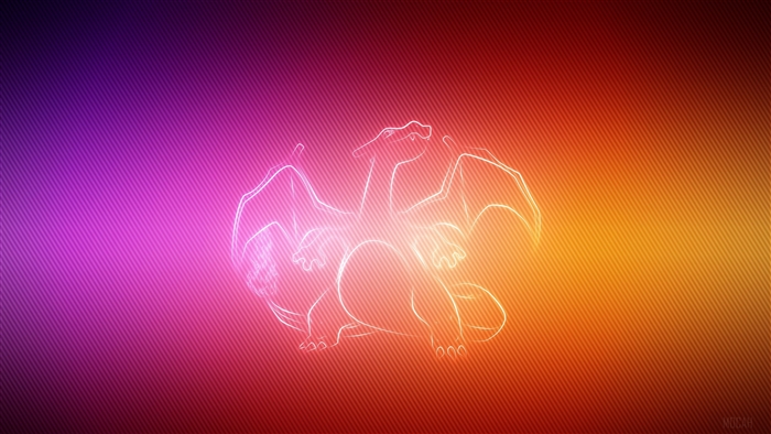 Charizard outline on a gradient background 4K