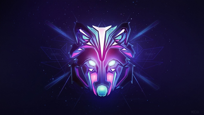 Colorful Geometric Wolf Head 4K