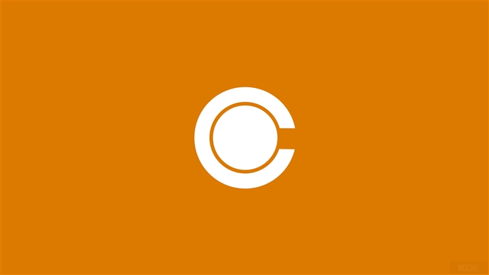 Minimalist 'C' logo on orange background 4K