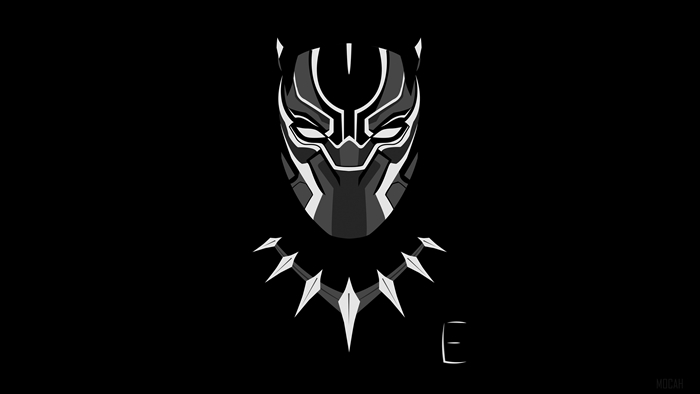 Black Panther Mask and Necklace Minimalist 4K