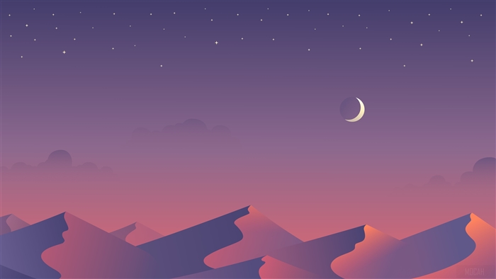 Desert Night with Crescent Moon and Stars 4K