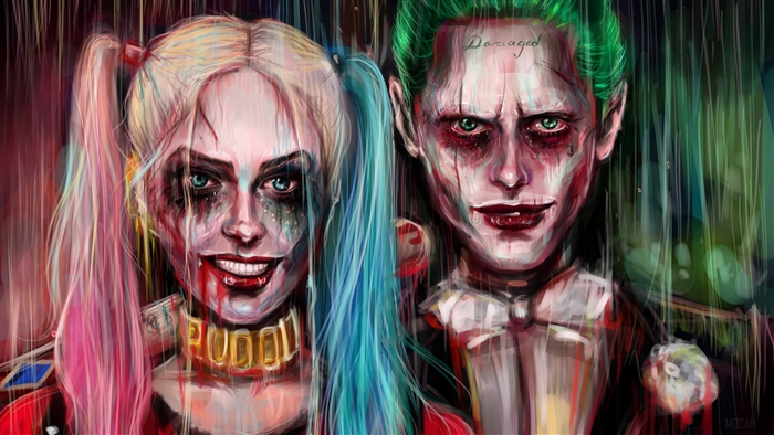 Harley Quinn and Joker Painting 4K