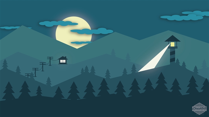 Minimalist Mountains Lighthouse 4K