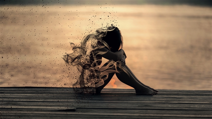 Girl Sitting On Pier Artwork